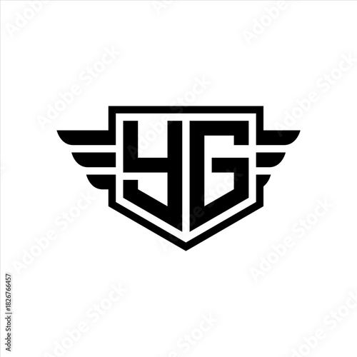 YG Logo vector image of initial shield with wing outline and simple shield