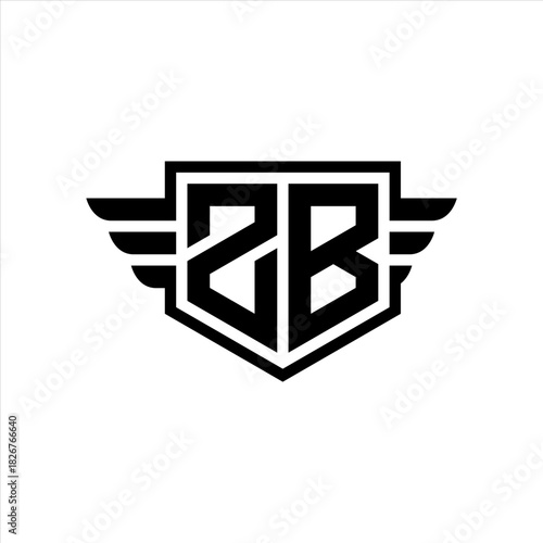 ZB Logo vector image of initial shield with wing outline and simple shield