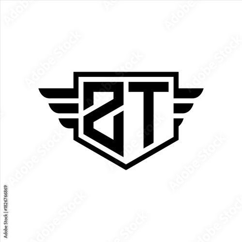 ZT Logo vector image of initial shield with wing outline and simple shield