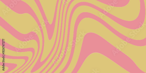 Psychedelic background with abstract, trippy patterns with melting and distorting lines. Abstract pink and light yellow background with hypnotic wavy lines pattern. Fresh and natural background .

