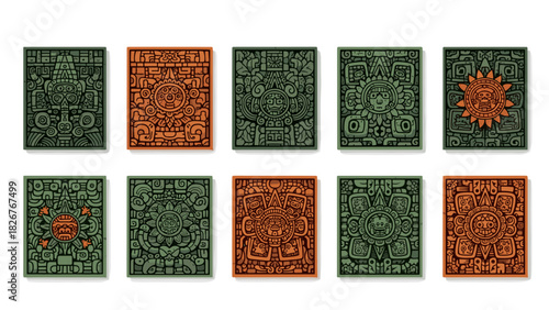 Collection of ten intricate, colorful, and abstract square patterns