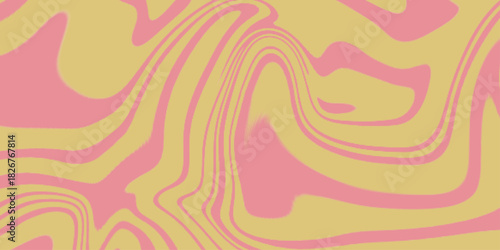 Psychedelic background with abstract, trippy patterns with melting and distorting lines. Abstract pink and light yellow background with hypnotic wavy lines pattern. Fresh and natural background .

