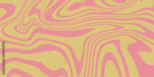 Psychedelic background with abstract, trippy patterns with melting and distorting lines. Abstract pink and light yellow background with hypnotic wavy lines pattern. Fresh and natural background .

