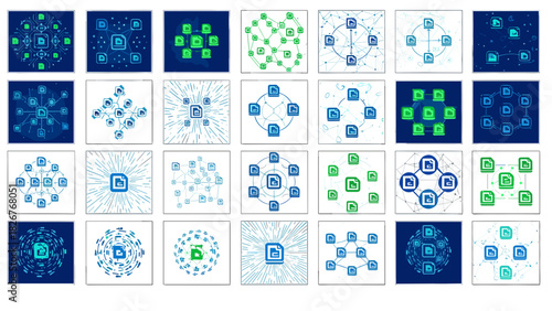 Abstract network connections and data flow visualization
