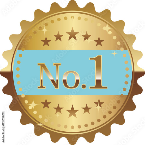 高級感のあるメルヘンなNo.1エンブレム　ブルー＆ゴールド