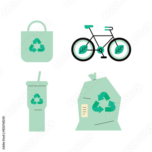 Eco-Friendly Lifestyle and Recycling Icons Collection