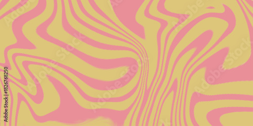 Psychedelic background with abstract, trippy patterns with melting and distorting lines. Abstract pink and light yellow background with hypnotic wavy lines pattern. Fresh and natural background .

