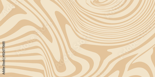Beige marble acrylic swirl seamless pattern. Coffee latte, caramel, ice cream texture. 1970s trippy psychedelic waves print background.