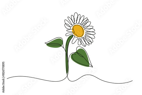 Minimalist sunflower outline one line drawing floral decorative vector illustration
