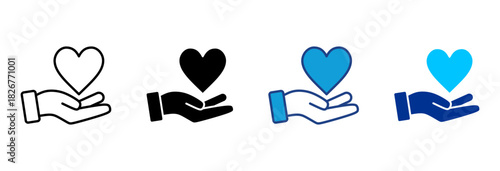 Charity Icon Set Multiple Style Vector Illustration 