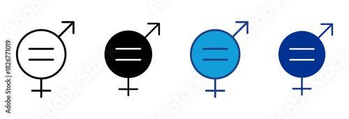 Equality Icon Set Multiple Style Vector Illustration 