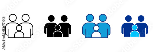 Family Icon Set Multiple Style Vector Illustration 