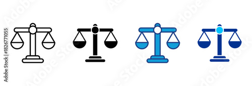Balance Scale Icon Set Multiple Style Vector Illustration 