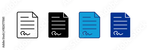 Policy Document Icon Set Multiple Style Vector Illustration 