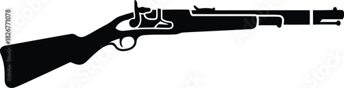 Antique rifle silhouette vintage firearm side profile vector illustration historical weapon design vector