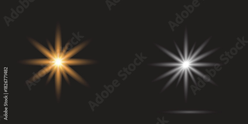 Bright Star Light Glow Effect – Shining Sunburst, Sparkle Radiance, Abstract Glowing Element for Graphic Design, Background Highlights and Decorative Illustration