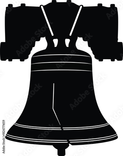 Iconic liberty bell silhouette symbol of american freedom and independence vector