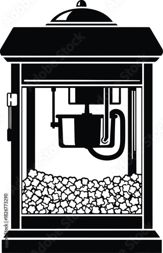 Retro popcorn machine vintage cinema snack cart classic concession stand icon vector vector