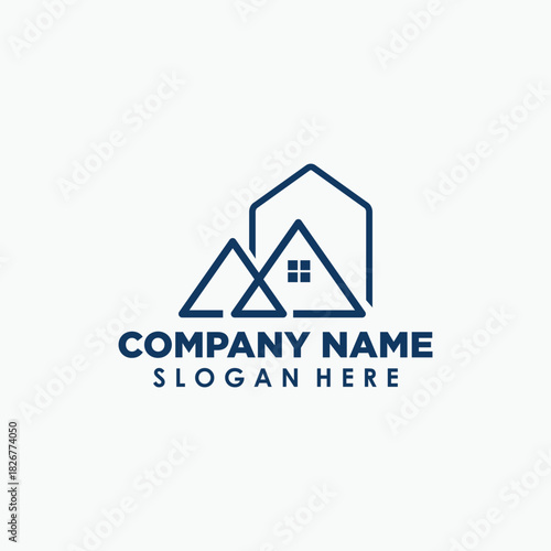 mount and home logo design template, building icon design