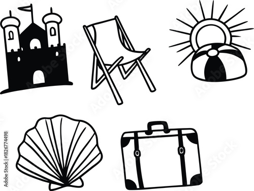 Hand-drawn beach-themed vector