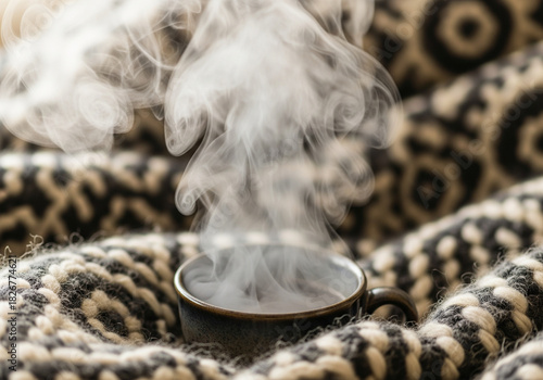 Warm Drink on a Cozy Blanket in a Relaxing Environment