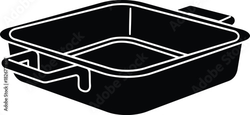 Simple silhouette container with handles for storage or food preparation vector