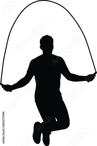Silhouette of a person jumping rope in mid air dynamic exercise action and fitness concept vector