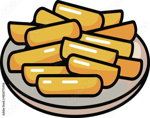 Plate of crispy golden French fries for a delicious snack