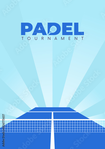 Padel tournament vector banner. Padel padel court illustrations with copy space.