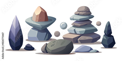 Fantasy Game Rock and Stone Assets Vector