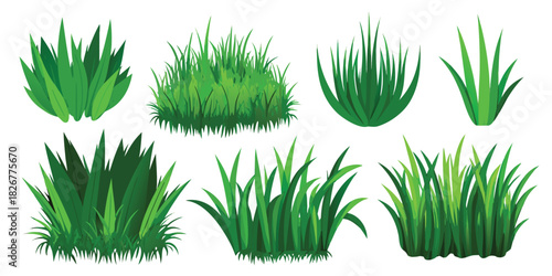 Green Grass Tufts Vector Collection