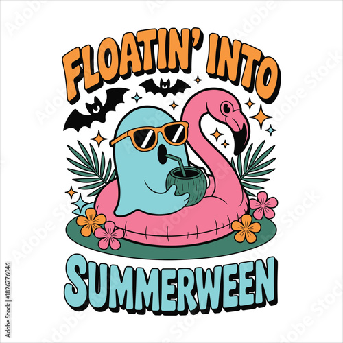 Floatin into Summerween Tropical T shirt Design 