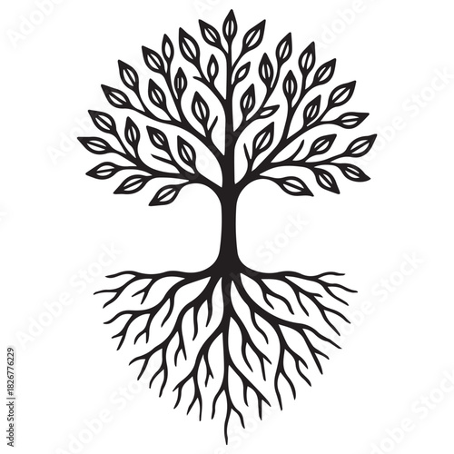 Minimalist Single Line Hibiscus Tree Drawing