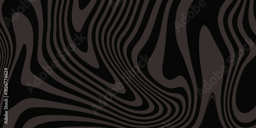 Black abstract background. Distorted curved lines texture. Vector illustration. Wavy lines background. Seamless pattern. Trippy strip pattern .