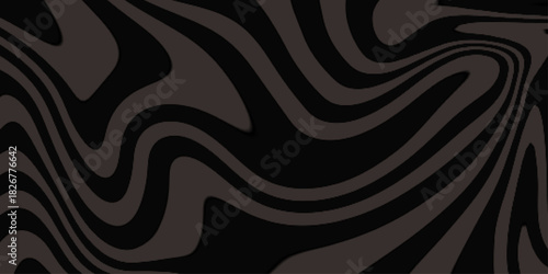 Black abstract background. Distorted curved lines texture. Vector illustration. Wavy lines background. Seamless pattern. Trippy strip pattern .
