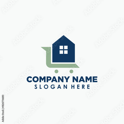 home shopping logo design template, building and business logo design