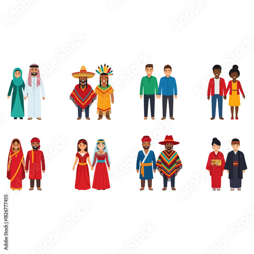 Diverse Cultural Representation - People in Traditional Clothing from Around the World.