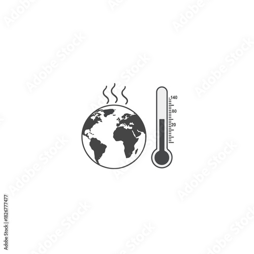 Global Warming Illustration - Earth with Heat Waves and Thermometer.