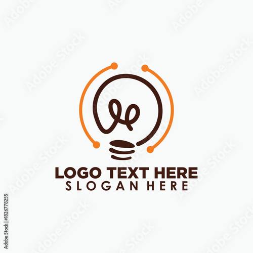 bulb and connection logo design template, smart logo