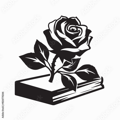Beautiful Rose Resting on a Wooden Surface image vector on white background