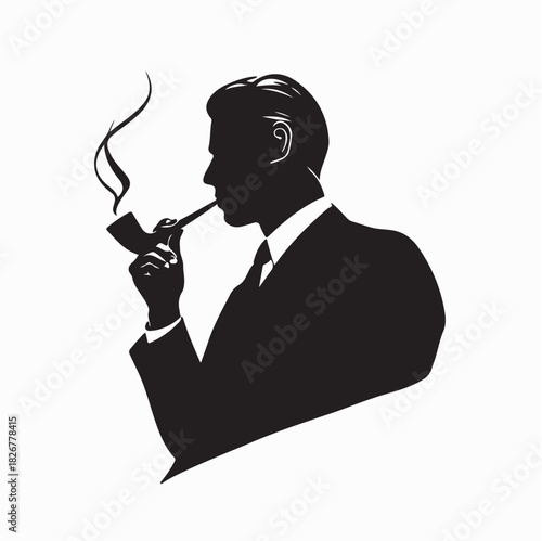Businessman Smoking A Pipe  Silhouette vector Isolated on white background