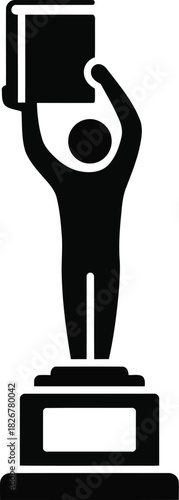 Silhouette of a person holding up a award trophy symbolizing achievement success and victory in business or sports vector