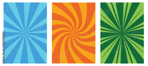 Retro Groovy Swirl Patterns. Wave Abstract Vector Backgrounds