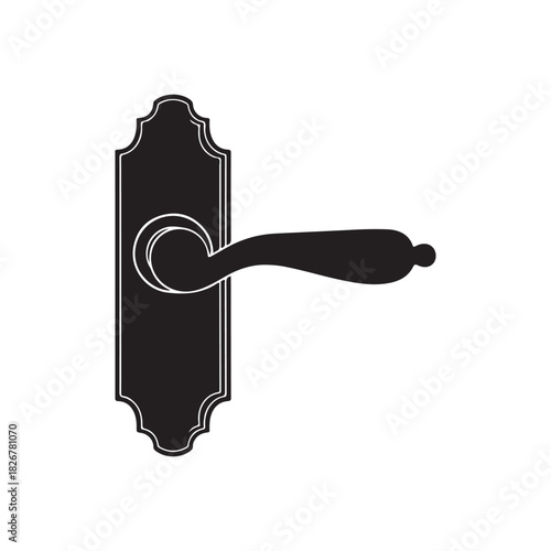 Door handle silhouette vector flat illustration on white background