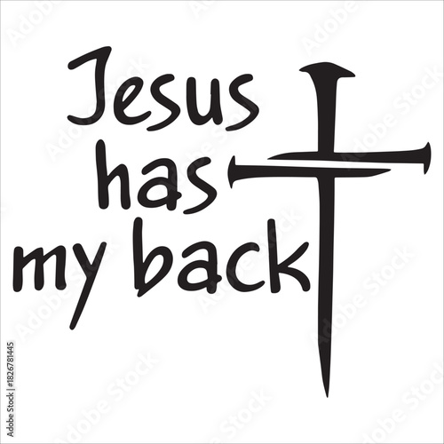 Jesus Has My Back With Nail Cross Icon