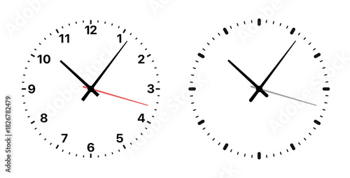 Clock faces vector collection featuring classic and minimal designs, clean outlines, modern dials, and simple time indicators for UI, apps, infographics, and creative projects.