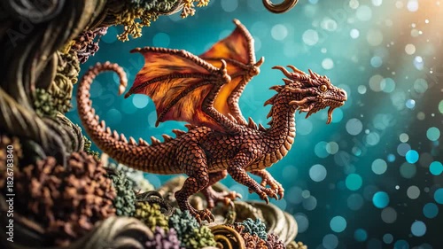 Wallpaper Mural Enchanting Red Dragon Perched on Mystical Forest Floor Torontodigital.ca