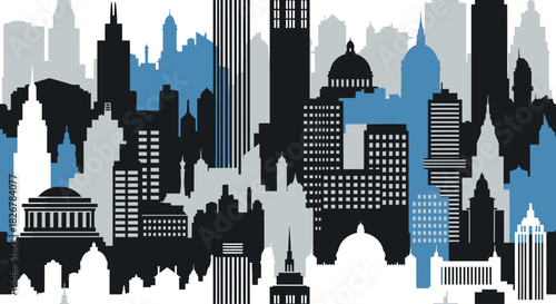 Modern abstract city skyline illustration.