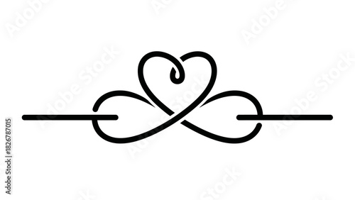 A black line art illustration of an infinity symbol intertwined with a heart shape, representing eternal love and connection.