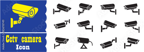 Set of Cctv security camera icon, Cctv security camera Black vector collection